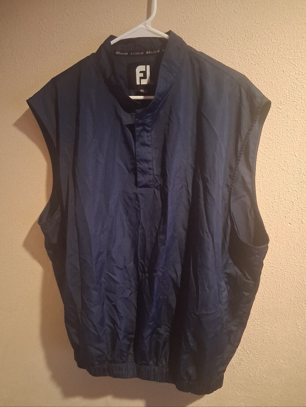 Footjoy Navy Blue Windbreaker Popover Golf Vest Pockets L